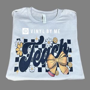 Gray teach pencil bow tee