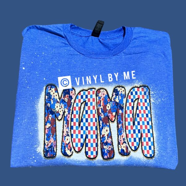 Blue bleached floral Mama tee