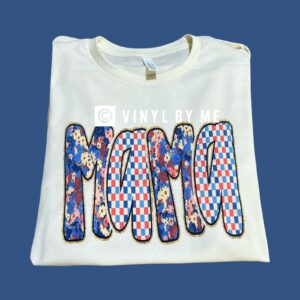 Cream blue floral Mama tee