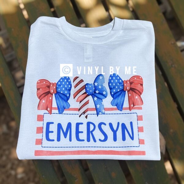 American Bow toddler name tee
