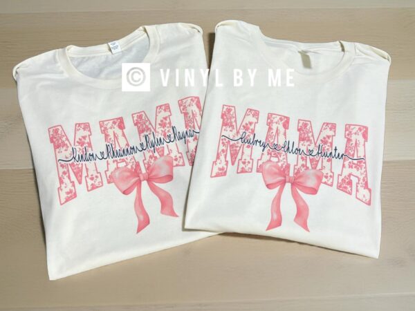 Pink bow cream Mama tee (leave name in note section)