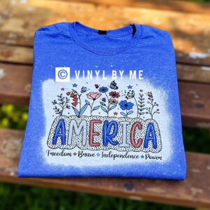 Blue bleached floral America tee