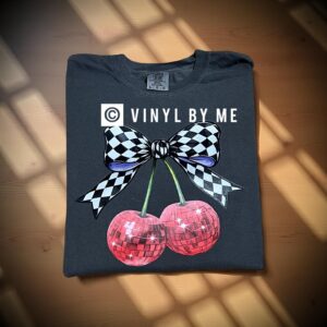 Comfort color Cherry bow tee