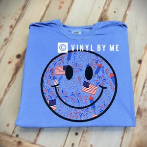 Patriotic flag smiley comfort color tee