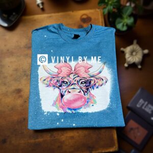 Bleached teal cow bubble tee