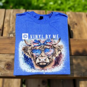 Blue bleached 4th cow tee