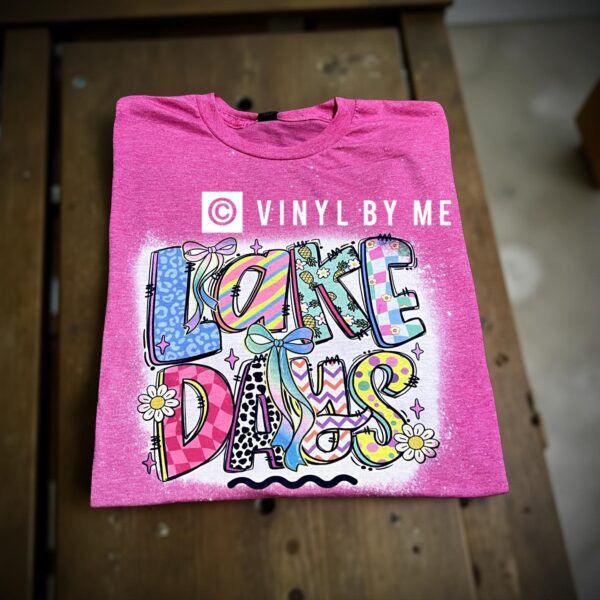 Pink bleached lake days tee