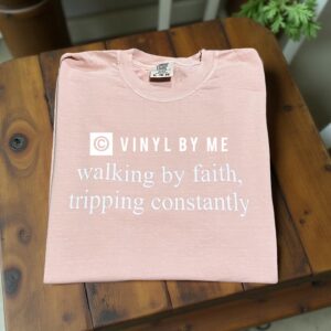 Peach comfort color walking by faith tee