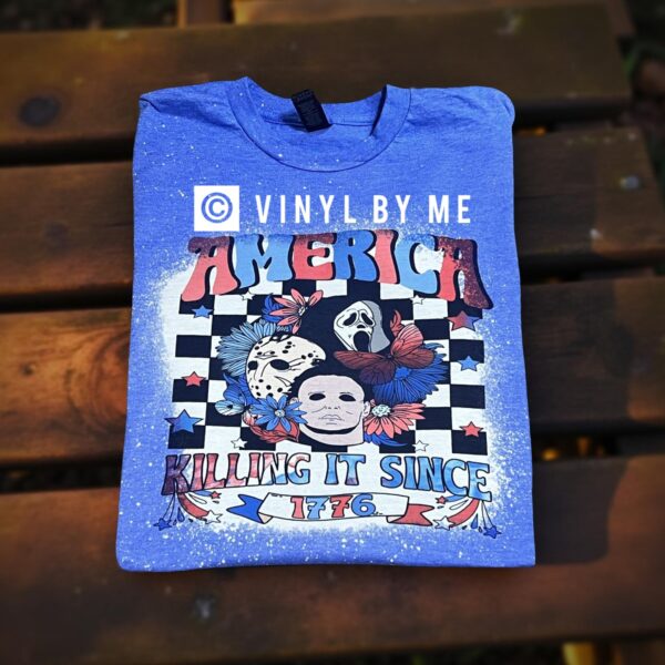 Blue bleached 1776 America tee