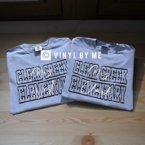 Washed denim Clear Creek Elementary name tee