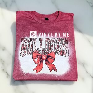 Red bulldogs bow bleached tee