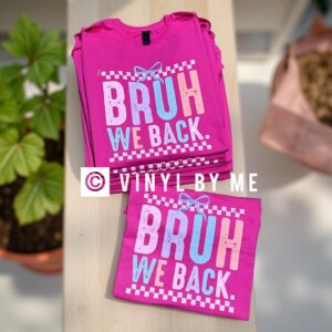 Pink Gildan bruh we back tee