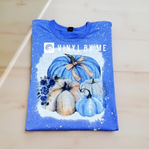 Blue bleached watercolor pumpkin tee