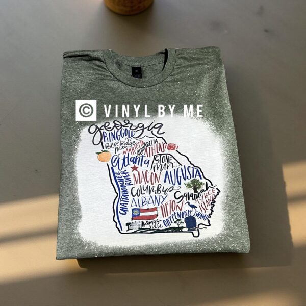 Green bleached Georgia map tee