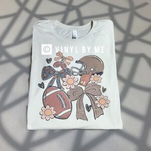 Coquette tan football tee