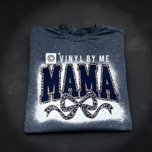 Gray bleached cheetah mama bow tee