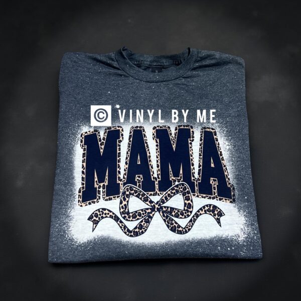 Gray bleached cheetah mama bow tee