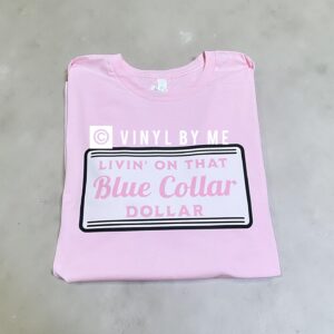 Pink blue color dollar tee