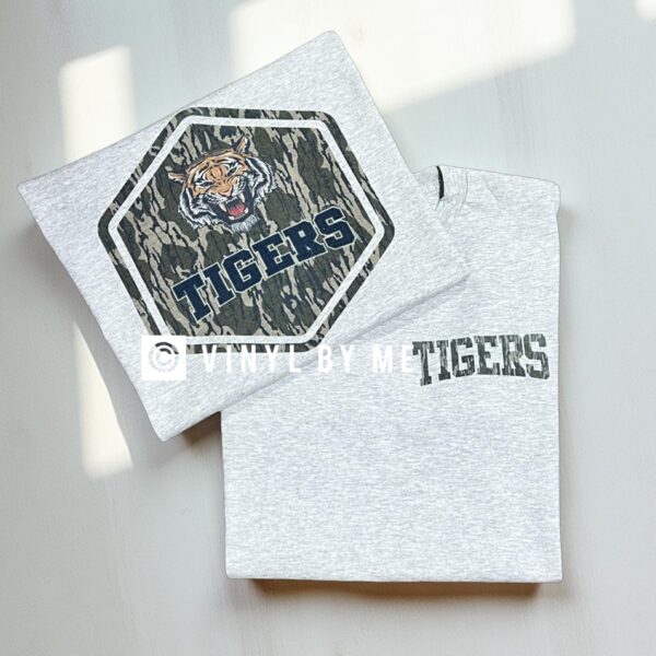 Ash Camo front and back Tigers tee