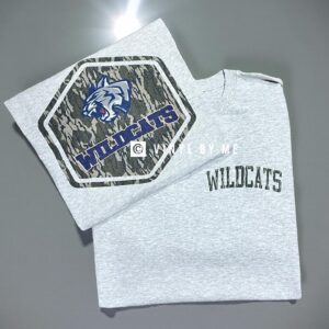 Camo front and back wildcats ash tee