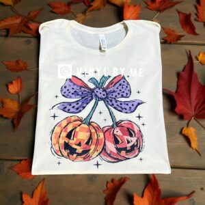 Colorful pumpkin cherry tee