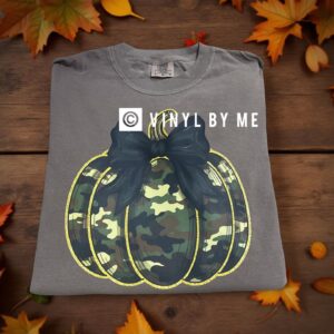 Brown camo pumpkin comfort color tee
