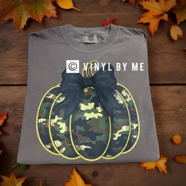 Brown camo pumpkin comfort color tee