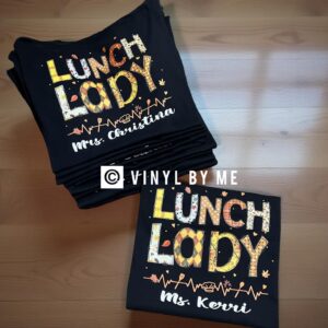 Fall lunch lady with name tee