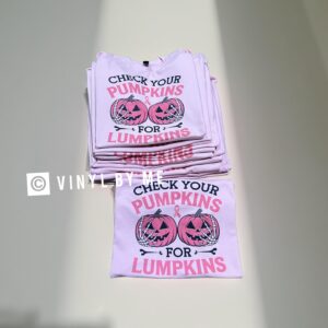 Pink check your pumpkins tee