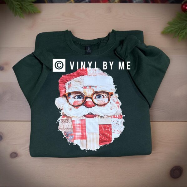 Green patchwork Santa sweatshirt