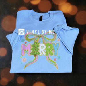 Blue merry bow sweatshirt