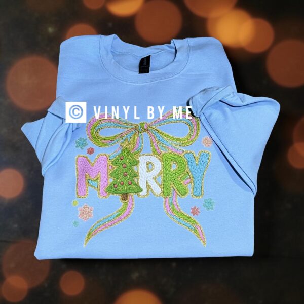 Blue merry bow sweatshirt