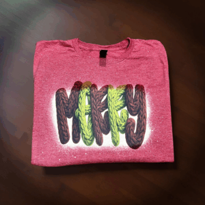 Red faux yarn Merry bleached tee