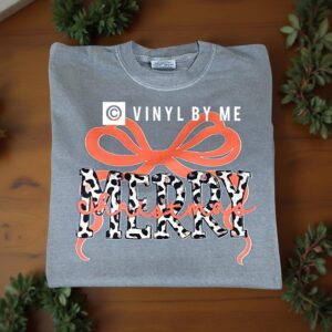 Comfort color merry Christmas bow tee