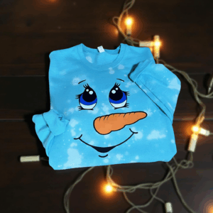 Splattered bleach snowman face sweatshirt