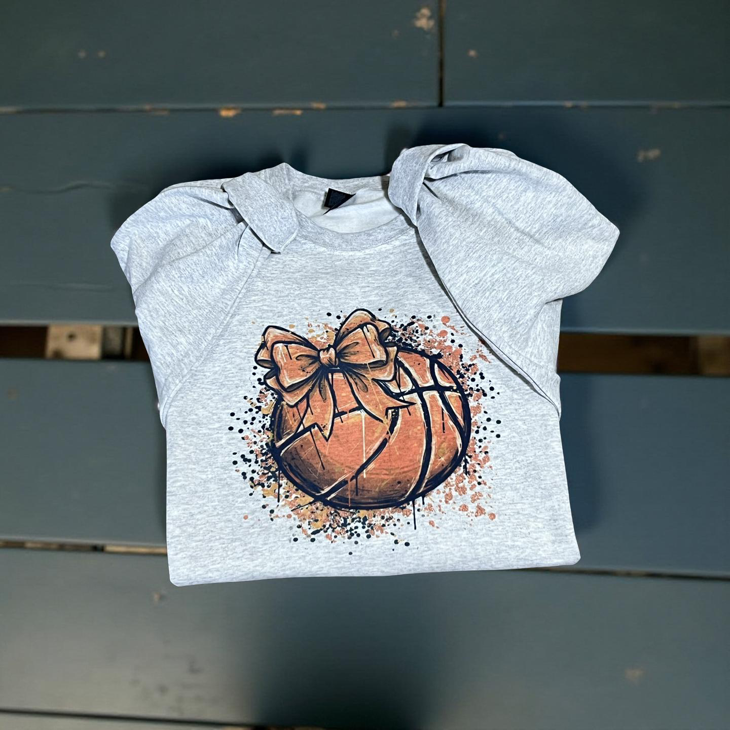 Ash gray basketball bow sweatshirt