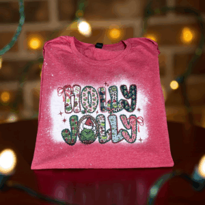 Red holly jolly bleached tee