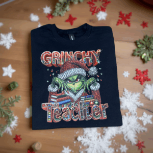 Grinchy teacher black tee