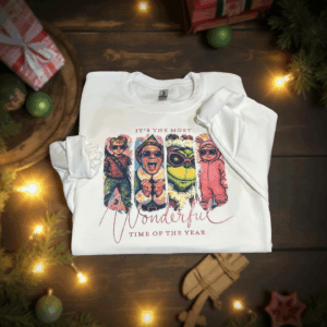 Faux glitter wonderful time of the year white sweatshirt