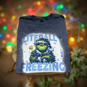 Navy bleached literally freezing tee