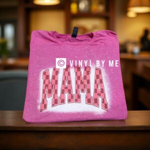 Pink checkered bleached Mama tee