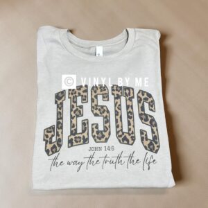 Soft gray leopard Jesus tee