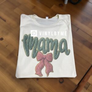 Natural faux Mama bow tee