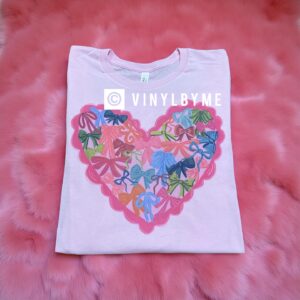 Pink bow heart Bella canvas tee