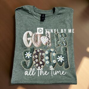 Heathered green God is good tee (DTF)
