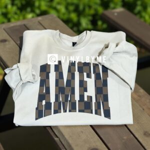 Tan checkered Amen sweatshirt