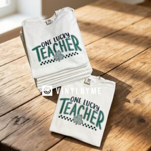 Ivory comfort color one lucky teacher tee