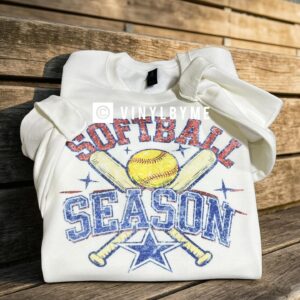 White retro softball season sweatshirt