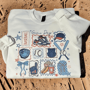 White baseball game day sweatshirt