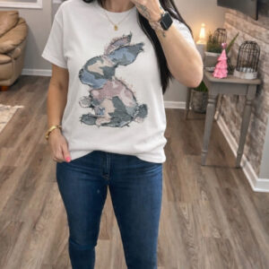 Ivory comfort color camo bunny tee